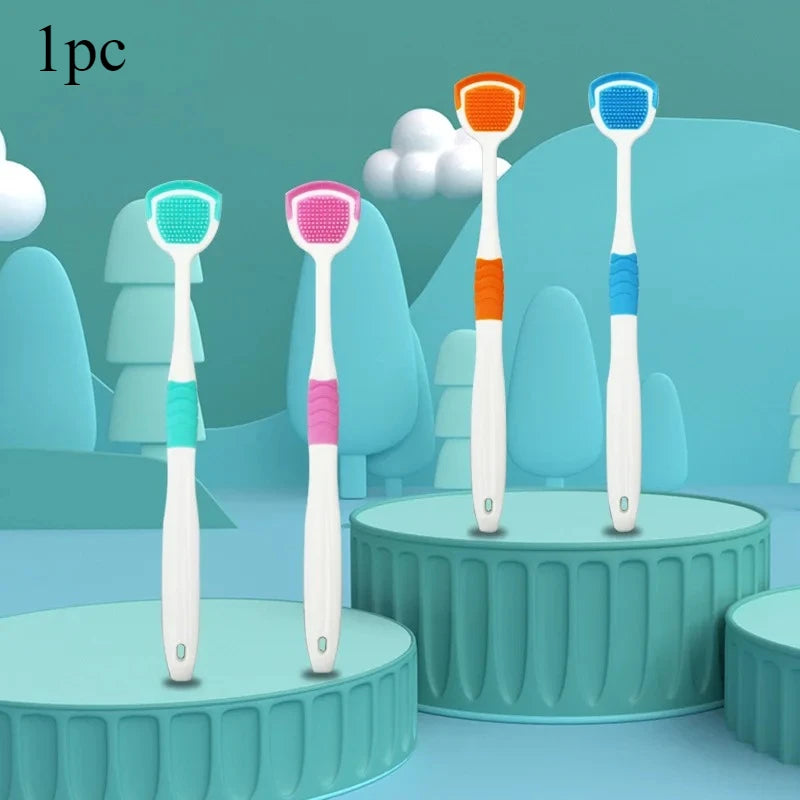 Double Effect Tongue Coating Brush  , Cleaning & Scraping for Plaque Removal, Tongue Cleaning Brush, Home Dental Care, Gum Care