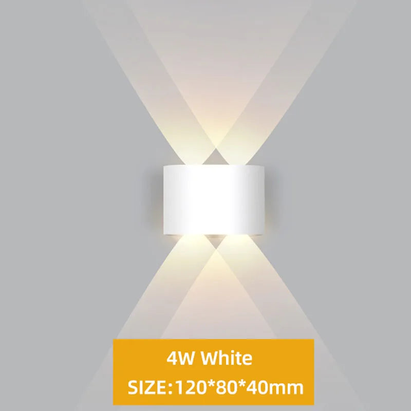 ចង្កៀងជញ្ជាំងខាងក្នុង LED 4W/6W/8W/10W/12W ការពារទឹកជ្រាប IP65 ចង្កៀងជញ្ជាំងអាលុយមីញ៉ូម ចង្កៀងសួនច្បារសម្រាប់បំភ្លឺបន្ទប់ទទួលភ្ញៀវ ជណ្តើរ