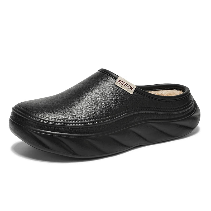Men's Mules casual cotton shoes winter light non-slip soft sole comfort outdoor fashion walking chef work semi cotton slippers