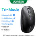 UGREEN Gaming Mouse 5000DPI Wireless Mouse Bluetooth 5.0 2.4G Wired Rechargeable Gamer Mice 6 Buttons For MacBook Tablet Laptops Tri-Mode Black CHINA