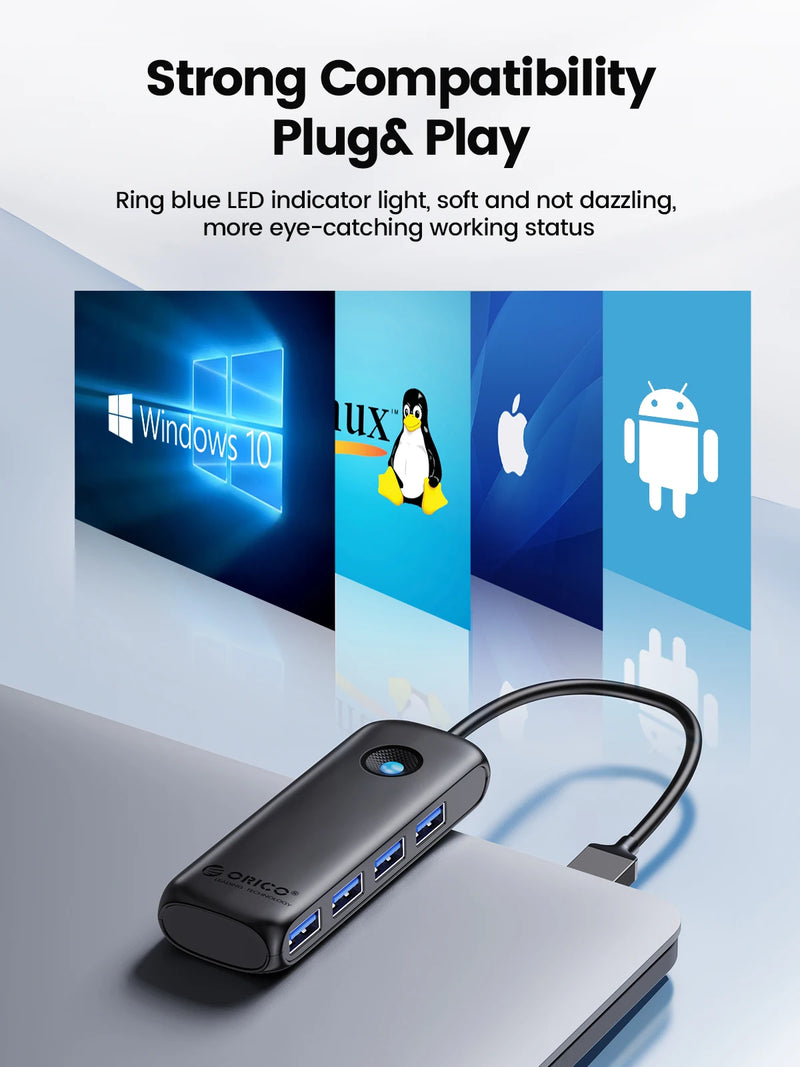 ORICO Member  USB 3.0 Hub Usb 2.0 Multi-USB Splitter Power Adapter 4-Port Multi-Extender OTG Adapter For PC Computer Accessories
