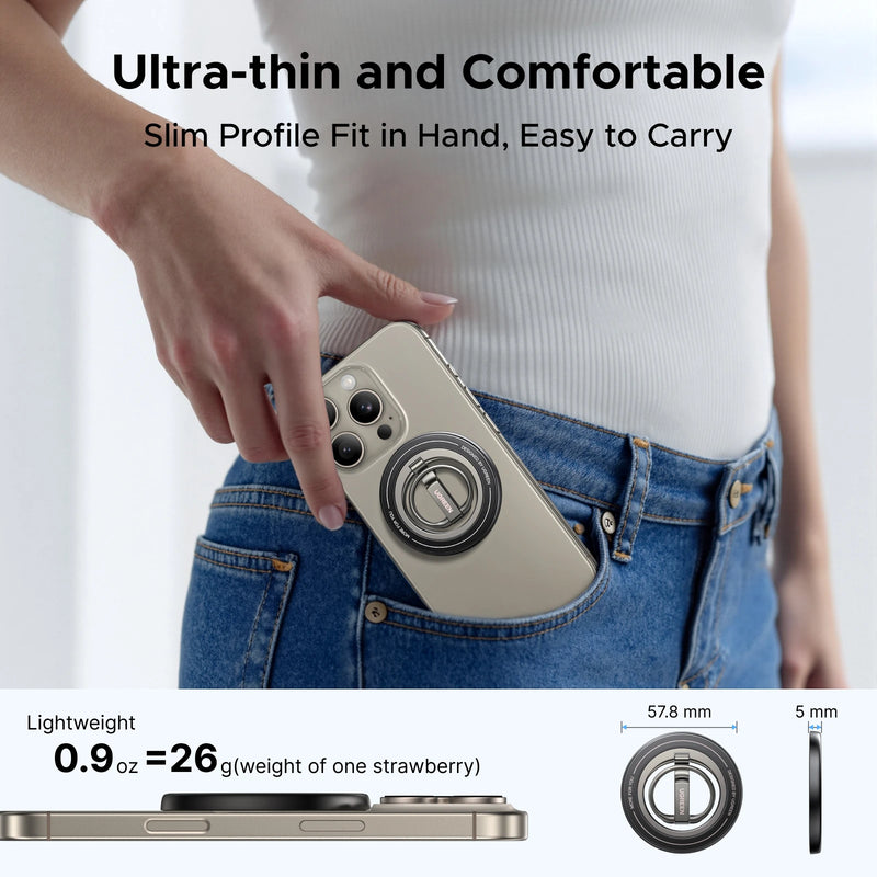 UGREEN Double-Sided Magnetic Phone Ring Holder 360°Rotation Phone Stand For Strong Magsafe iPhone 17 16 15 ProMax Xiaomi Samsung