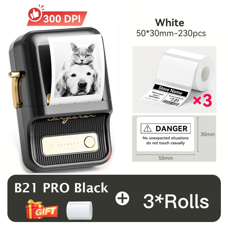 Niimbot B21 Pro 300DPI HD Printing Portable Thermal Printer Self-adhesive Label Printer Sticker Maker For Photos Receipts Note