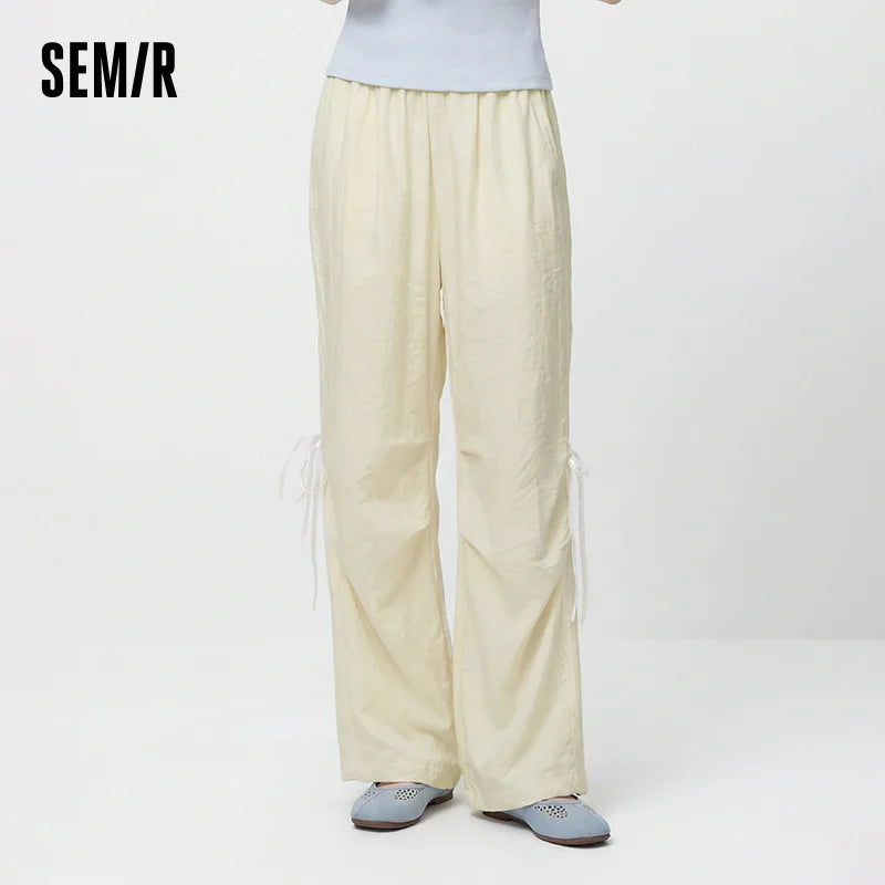 Semir Women Pants Textured 2026 Soft Touch Wide Leg Soft Drape Parachute Urban Casual Everyday Style Soft Comfortable Daily