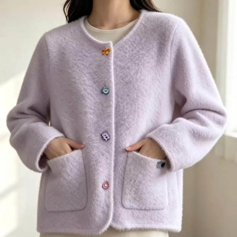 2026 Autumn Winter New Small Fragrant Buckle French Top Knitted Cardigan Sweater Candy Color Coat Women Slim Jackets Casacos