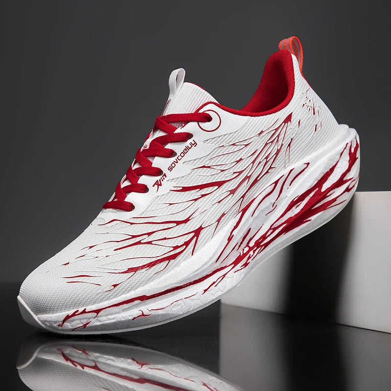 Mens Running Shoes Couples Breathable Mesh Lace-up Thick Sole Flat Comfortable Outdoor Casual Sneakers Trendy Tennis Shoes Man