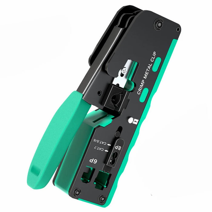 ZoeRax All-in-One Pass Through Crimper for RJ45 RJ12 RJ11 Standard and Shielded Network Connectors and CAT5/5e CAT6 CAT6a CAT7 Green CHINA