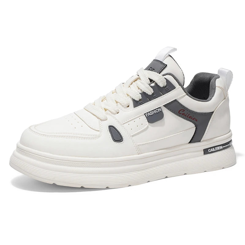 Mens Board Shoes 2025 New Fashion Lightweight Flat Leather Comfortable Outdoor Sports Walking Shoes Trendy Sneakers for Men