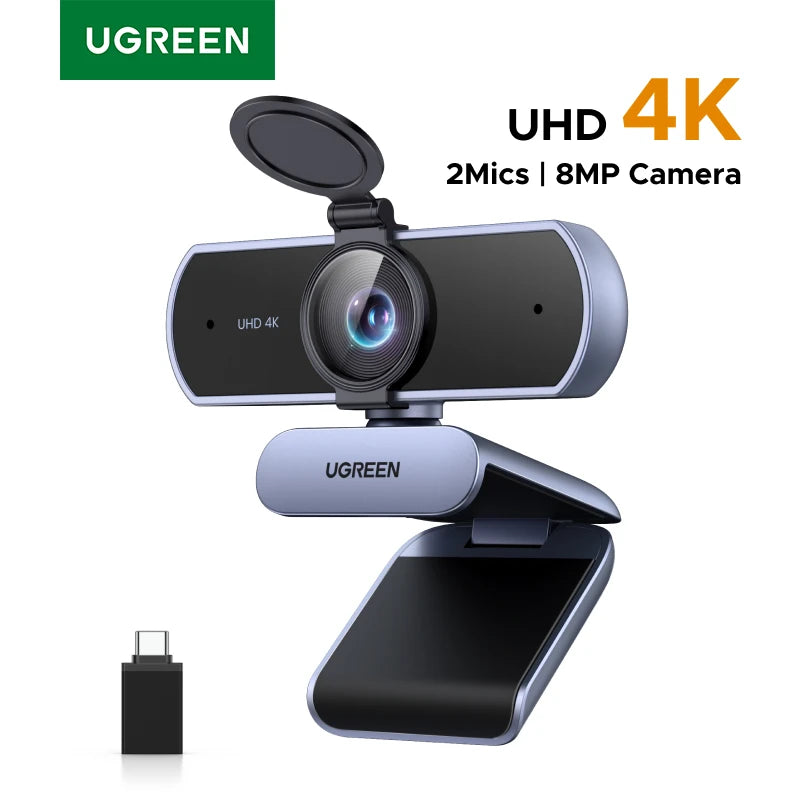 UGREEN 4K Webcam with Microphone, Full HD USB Web Camera, Auto Light Correction, Video Webcam for Streaming