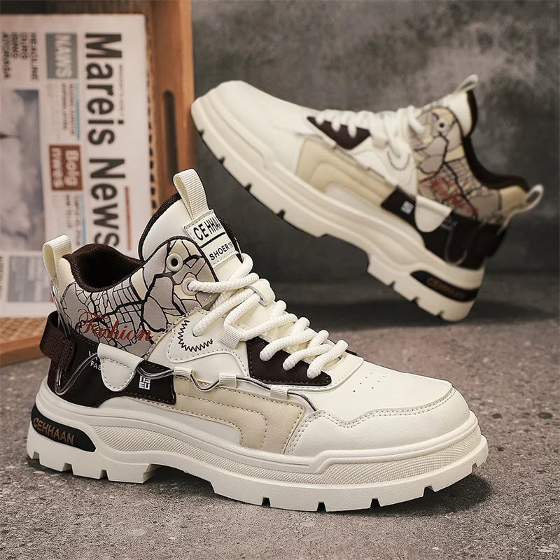 Mens Sports Shoes 2025 Autumn Winter New High Top Fashion Color Blocking Design Wear-resistant Snug Sports Mens Short Boots