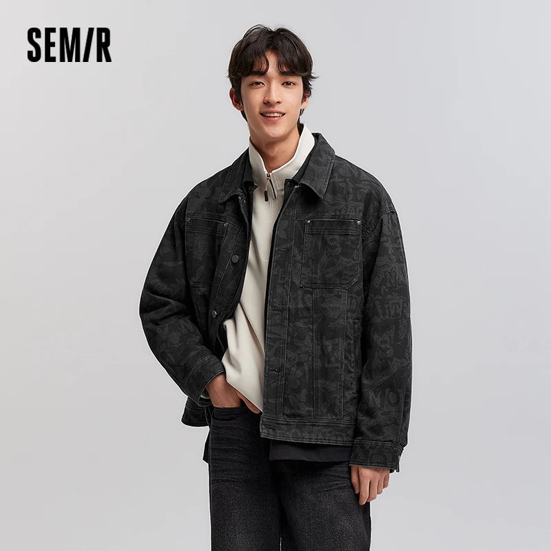 Semir Cotton Jacket Brushed Fabric Workwear Men 2025 Spring Fashion Style Comfortable Casual Outerwear Basic Long Sleeve