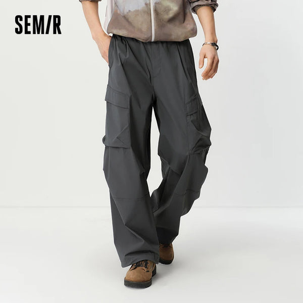 ខោបុរស Semir ត្រជាក់ស្ងួតលឿនជង្គង់ផ្នត់សម្លៀកបំពាក់ធ្វើការខោវែងកោងរដូវក្តៅឆ្នាំ ២០២៦ រលុងត្រង់ធម្មតា