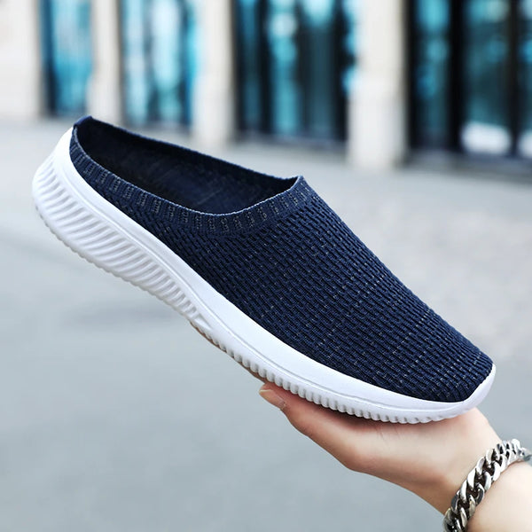 Summer Mesh Half Shoes Men Casual Half Slippers Slip On Shoes Big Size 46 47 Breathable