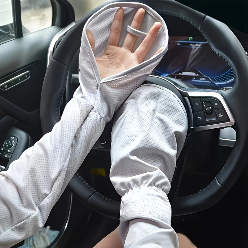 1pair Summer Arm Sleeves,Mesh Fabric Breathable,Sweat-Wicking.Suitable for All Scenarios Hiking,Beach Vacation,Commuting by Car.