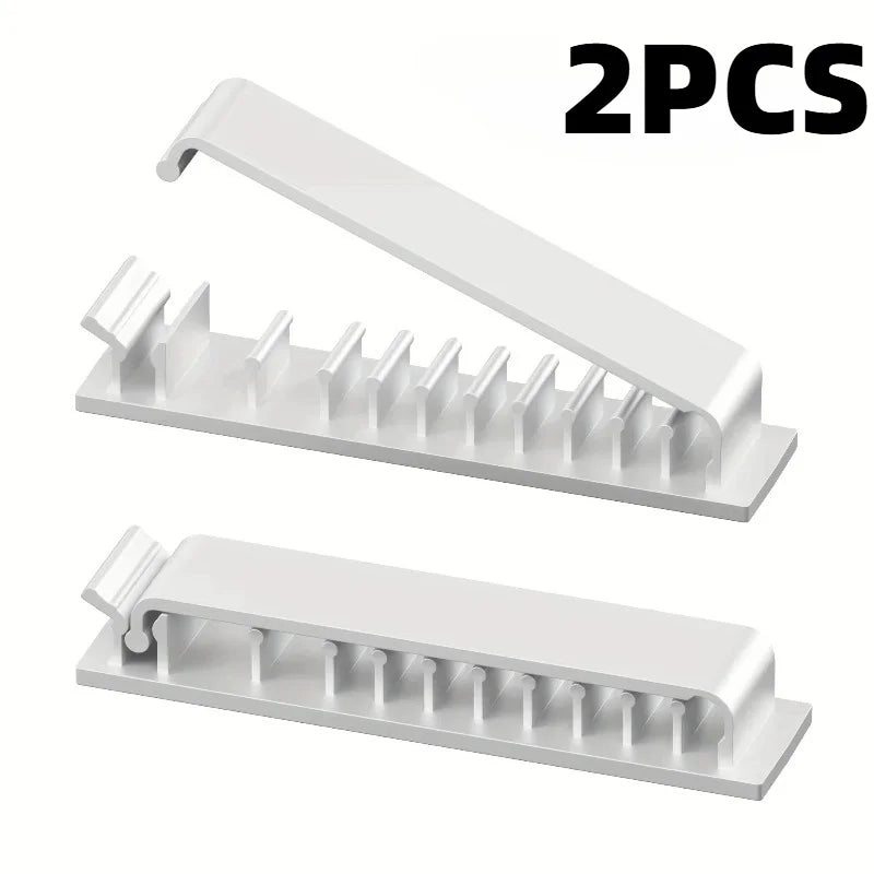 2pcs Cable Management Clips, 10-Slot Self-Adhesive Cable Clips for Home,and Office Supplies,Cord Organizer,Keep the desktop tidy