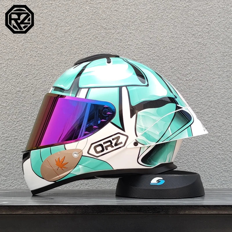 ORZ Motorcycle helmet, men's and women's dual lens full face helmet, motorcycle sports car, all season full face helmet