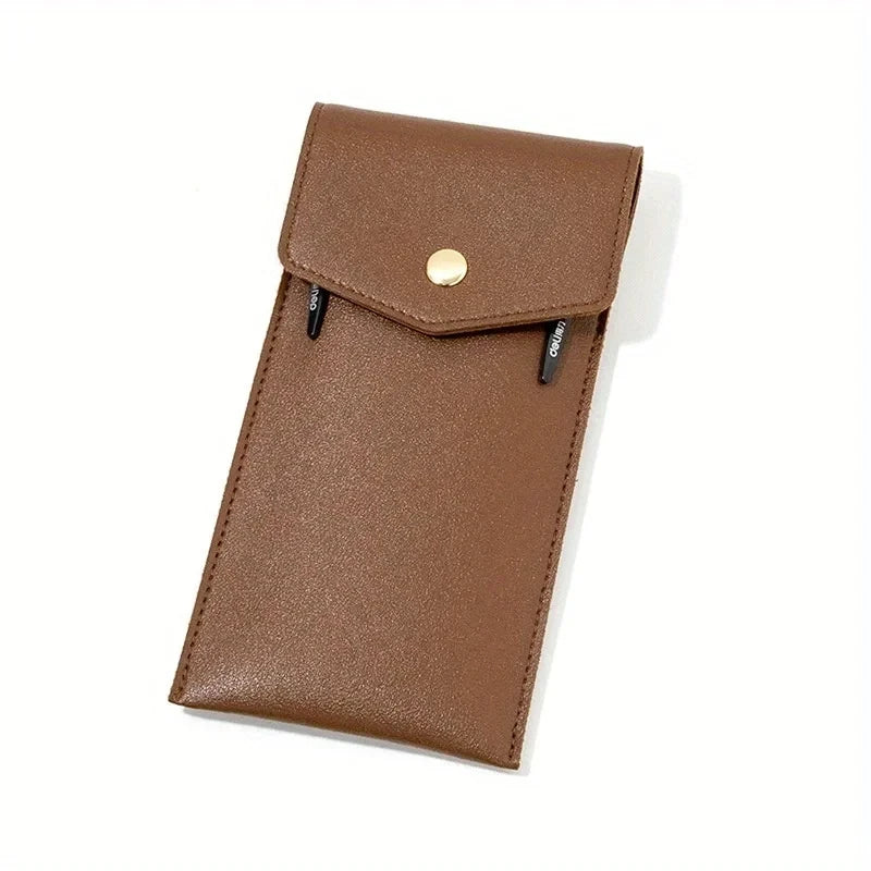 1pc PU Leather Pencil Case Storage Bag,Glasses Portable Stationery Bag Large-capacity  Business Office Pen Storage Bag.