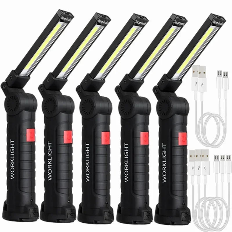 ភ្លើងការងារចល័ត COB LED ពិល USB អាចសាកបាន ចង្កៀងព្យួរម៉ាញេទិក Lanterna ជាមួយថ្មដែលភ្ជាប់មកជាមួយ ពិលបោះជំរុំ