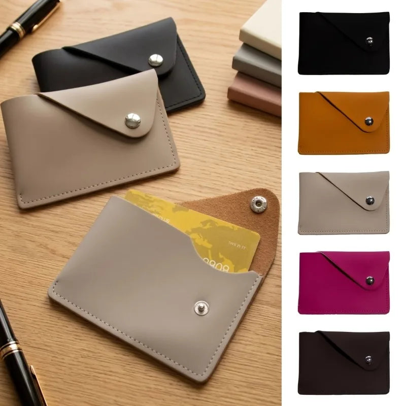 Minimalist Style Envelope Snap Closure PU Business Card Holder, Portable and Lightweight, Card Holder Wallet.