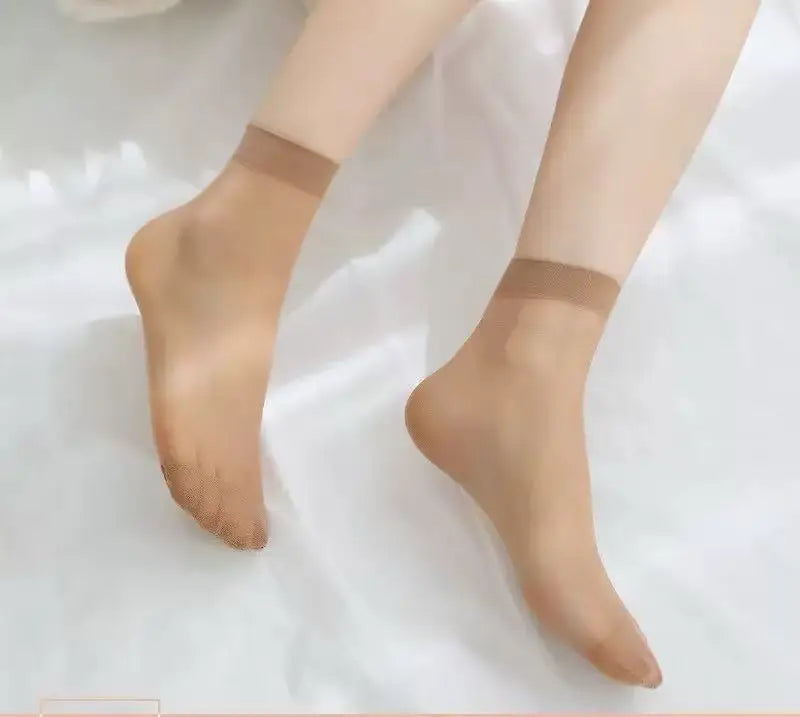 Women's Summer Anti-Hook Silk Short Stockings Transparent Core Wrapped Small Chili Design for Fashionable Legwear