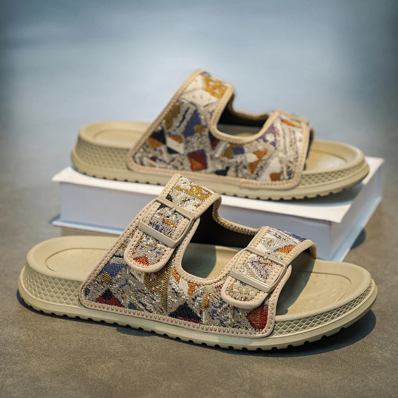 Men's Fashion Casual Slippers Summer New Soft-Sole Anti-Slip Comfort Outdoor Walking Slippers Lightweight Breathable Beach Shoes