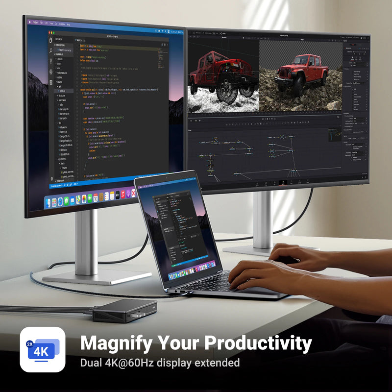 UGREEN USB C HUB Docking Station DisplayLink 9-in-1 2DP 2HDMI Dual 4K@60Hz for MacBook Windows 10Gbps PD100W Gigabit RJ45 Ports