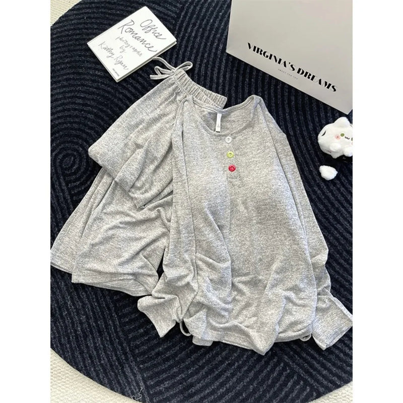 Ladies Pyjamas Chest Pads Sleepwear Female Sleeping Pajamas Set 2026 Autumn Long Sleeve Loungewear Pijama Mujer Homewear Suit