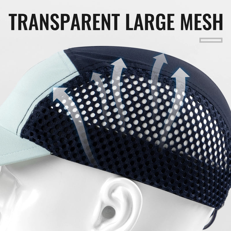 WRELS Mesh Baseball Cap Sunshade Sport Hat Ultralight Trucker Hat Breathable Quick Dry Foldable Golf Hiking Beach Running Cap