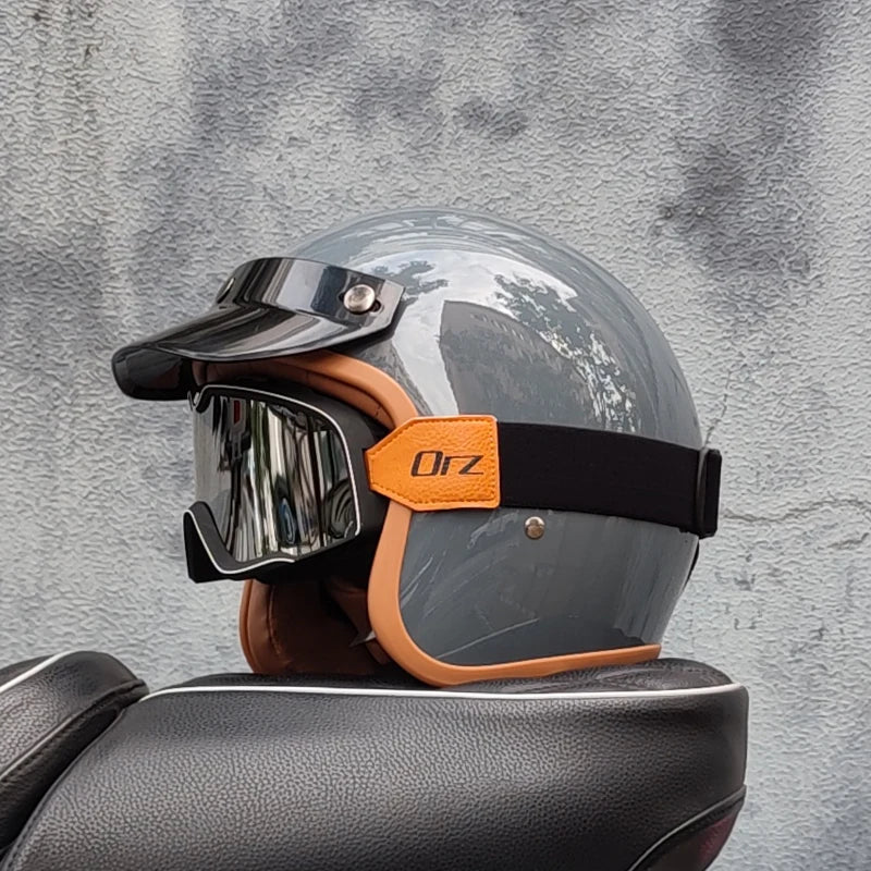3/4 open face Three-quarters retro helmet motorcycle for men and women winter warm cruise American half helmet DOT Approved
