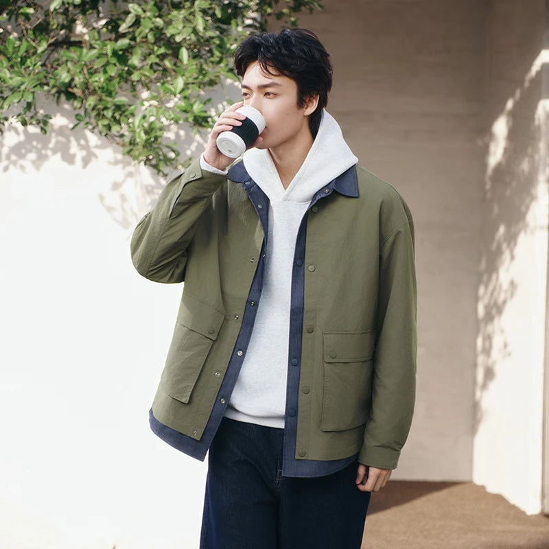 Semir Outdoor Jacket Men 2026 Spring Fake Two Piece Loose Casual Comfortable Top Stylish Mountain Style Outerwear