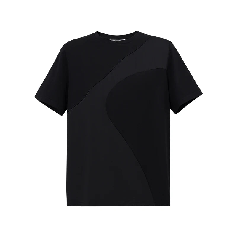 Amii Women's T-Shirt 2026 Summer New Round Neck Patchwork Satin Trim Short Sleeve T Shirt Woman Loose Office Casual Top 12622192