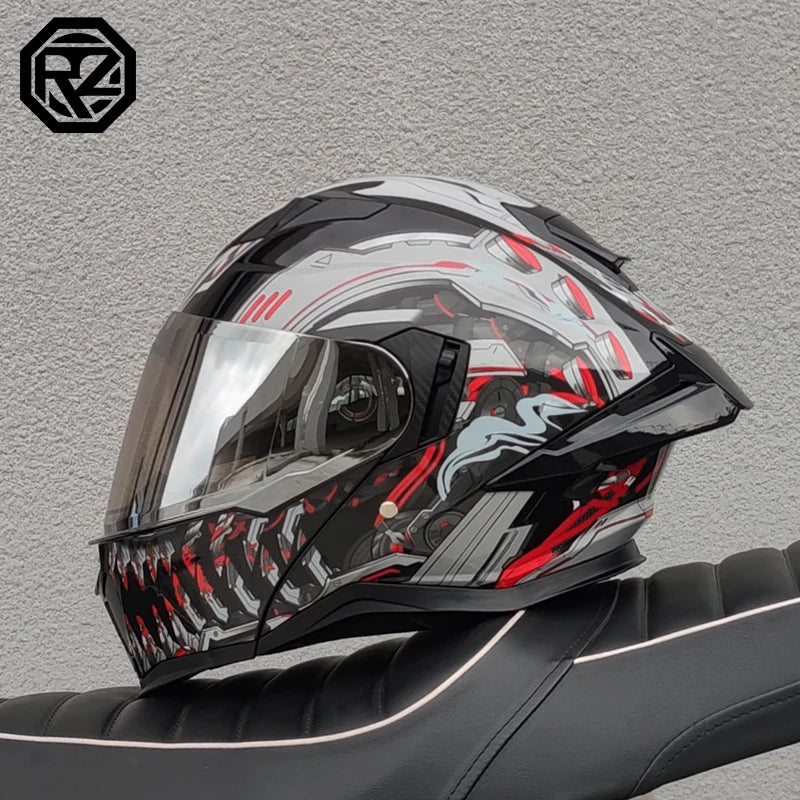 ORZ male and female adult full face motorcycle helmet modular flip helmet dual lens DOT approved racing off-road helmet