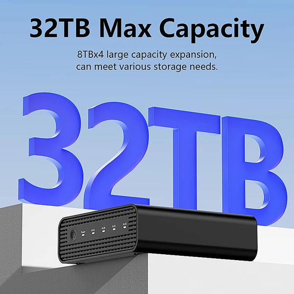 ប្រអប់ ដាក់ ថាស SSD ខាងក្រៅ M2 4-Bay USB4 របស់ Blueendless M.2 NVME 40Gbps M.2 NVME RAID PM/RAID 0/RAID 1/RAID 5/JBOD SSD