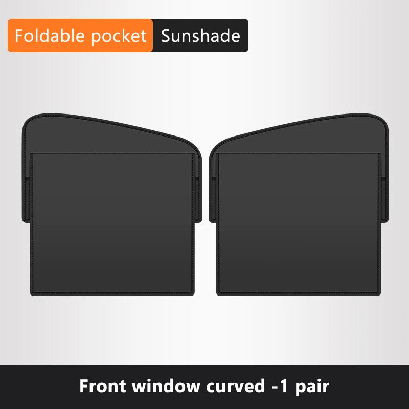 SEAMETAL Magnetic Car Window Sunshade Double Layer Sunshade Full/Semi Shading Car Curtain Front Rear Parasol With Storage Pocket
