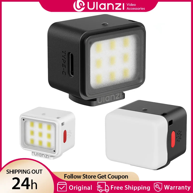 ភ្លើងវីដេអូ Ulanzi DG01 Mini Cube Light 5600K សម្រាប់កាមេរ៉ា Canon Sony Nikon DSLR Tripod ជាមួយ Cold Shoe Magnet Mount សម្រាប់ Vlog Live
