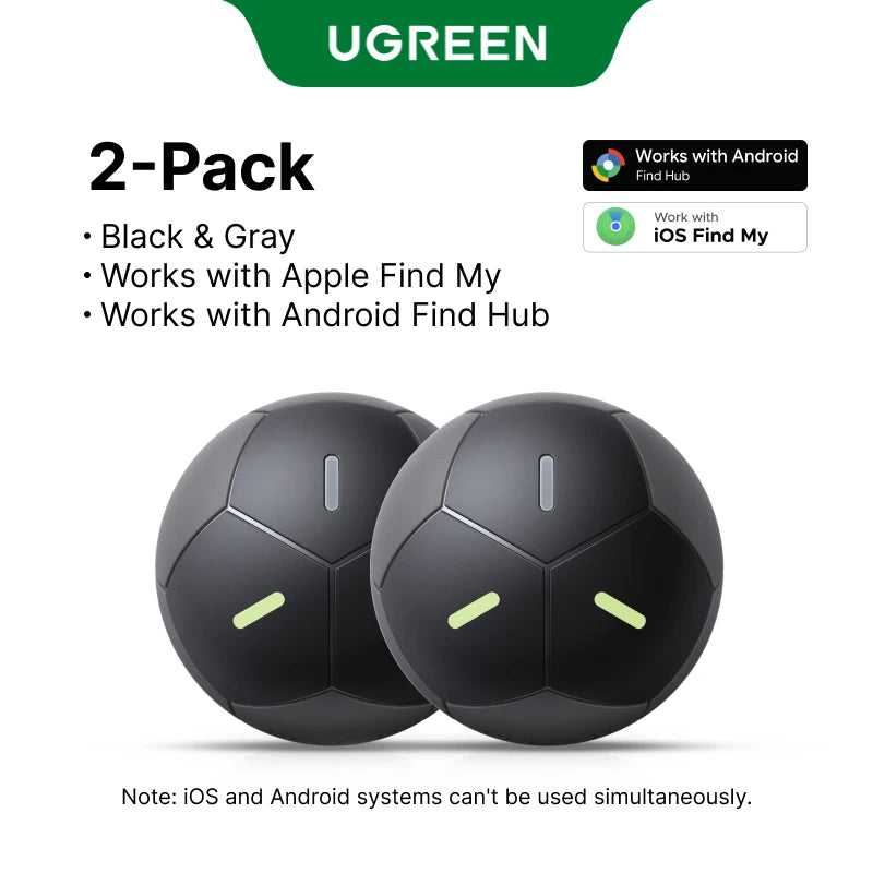 UGREEN FineTrack Mini Duo 2‑in‑1 Tracker, Smart Bluetooth Item Locator Tag For Apple Find My (iOS) & Find Hub App (Android)