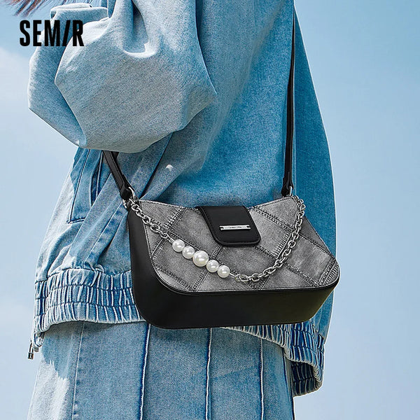 Semir Bag Women Underarm Bag High-End Fashion Diamond Pattern Stylish Shoulder Bag Elegant Womens Bag 2025 New Design