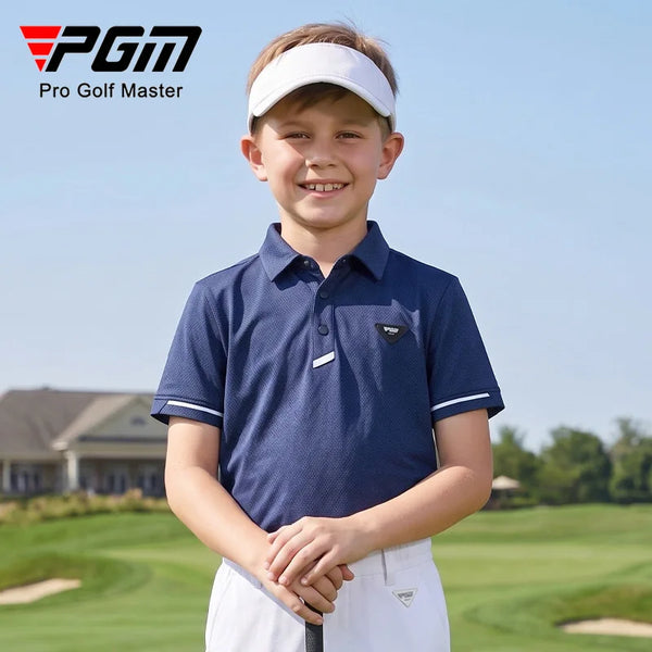 PGM Children's Golf T Shirt Boys Summer Short Sleeved Clothes Sunscreen Breathable Top YF899