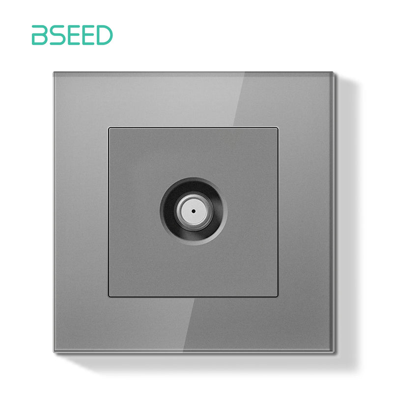 BSEED E Series Mechanical Button Switch 1/2Gang 1Way Light Switch Wall Electrical Socket ST TV CAT6 Socket Glass Panel Switch