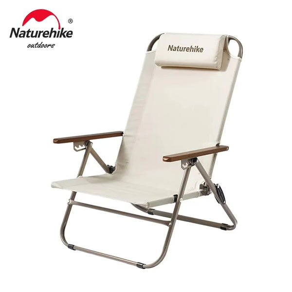 Naturehike T02 Adjustable Folding Recliner Camping High Back Fit Lounging Chair Outdoor Portable Backrest Leisure Chairs Armrest