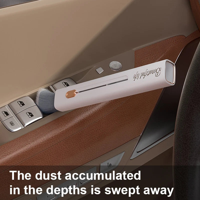 SEAMETAL Car Interior Cleaning Brush Air Outlet Cleaning Soft Brush Car Crevice Dust Removal Brush Double Head Telescopic Duster