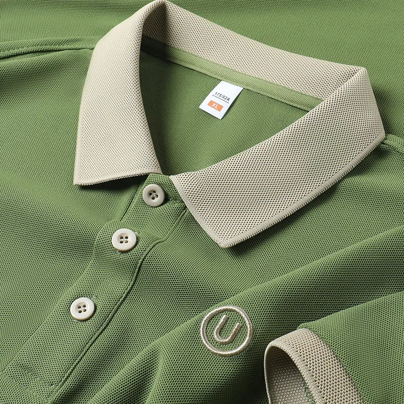 High-End Men Short-Sleeved Polo Shirt Lapel Button Letter Embroidery British Style Summer New Tops Casual Fashion Men's Clothing