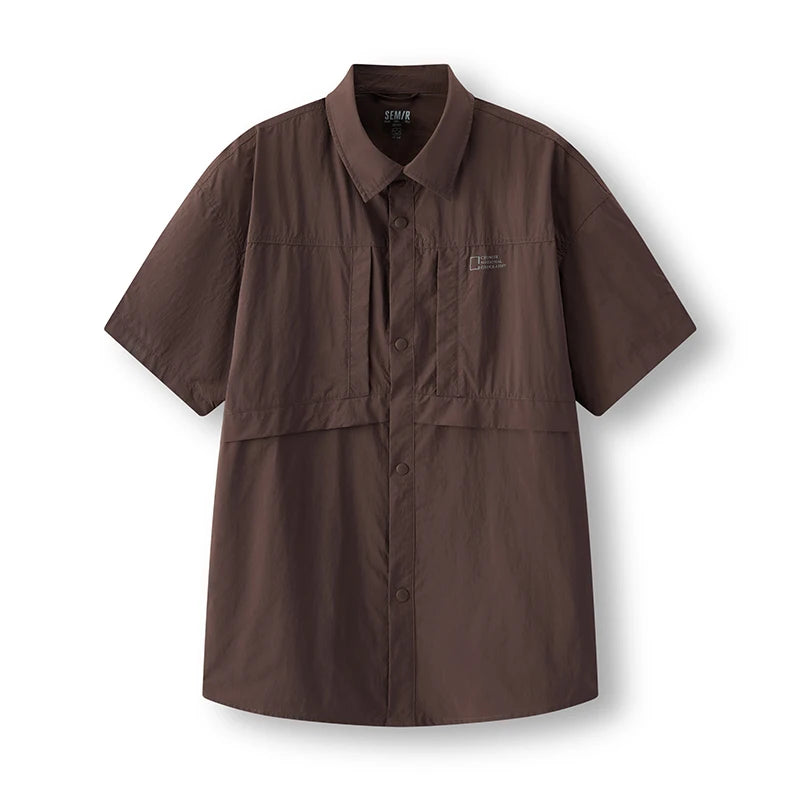 Semir Men Shirt UV Protection Cool Feeling Loose Lapel Short Sleeve Outdoor Casual Top 2026 Soft Comfortable Fashion Daily Wear