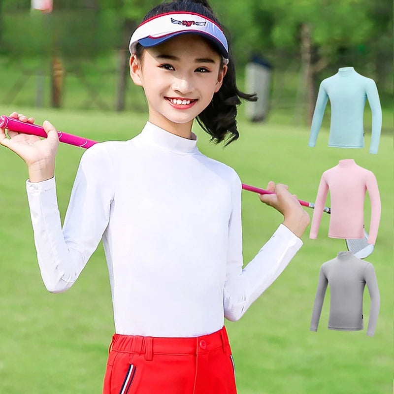Girls Golf Sunscreen Primer Summer Ice Silk Breathable Shirts YF137