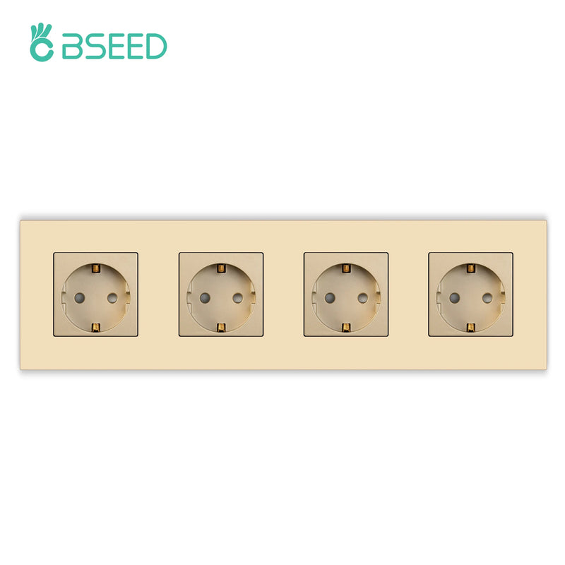 BSEED EU Single Wall Sockets Double 5V 2.1A USB Socket Phone Charge Triple Power Plugs With Plastic Panel Four Frame Outlets