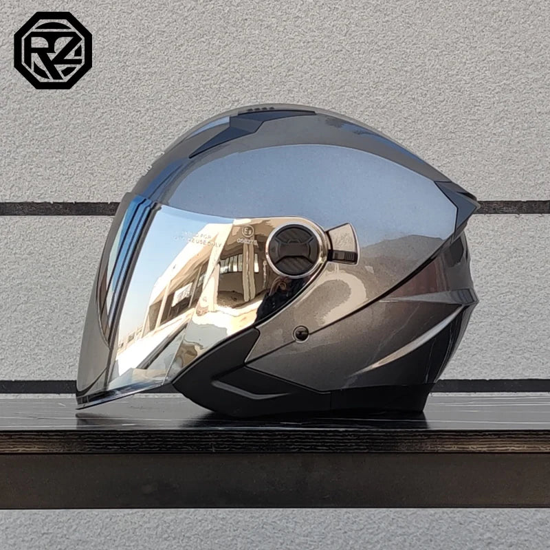 ORZ Latest High Quality Motorcycle Helmet Half Covering Dual Lens Cascos para Motos Male Female Couple Capacetes de Moto
