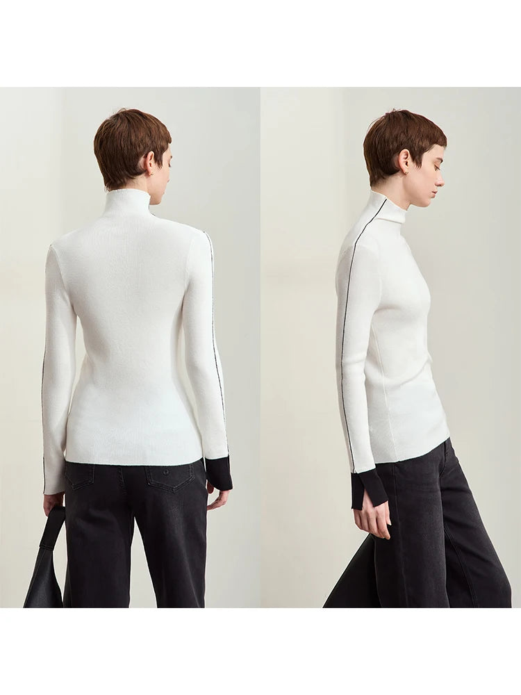 អាវយឺតក AMII Minimalist Turtleneck សម្រាប់ស្ត្រីឆ្នាំ ២០២៥ រដូវស្លឹកឈើជ្រុះថ្មីពណ៌ផ្ទុយស្រឡះដៃអាវវែងសម្រាប់ស្ត្រី 12453067
