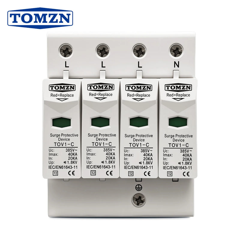 TOMZN AC SPD 4P 20KA~40KA 275V House Surge Protector Protection Protective Low-voltage  Arrester Device