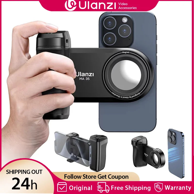 ដៃកាន់កាមេរ៉ាស្មាតហ្វូន Ulanzi MA35 MagSafe Bluetooth Shutter ដៃកាន់សម្រាប់ថត Selfie Stabilizer បញ្ឈរ និងផ្ដេក សម្រាប់ទូរស័ព្ទ