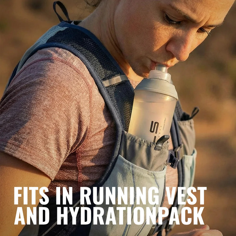 WRELS Soft Flask BPA Free TPU Collapsible Water Bottle Lightweight Foldable Hydration Bottle Wide Mouth Running Squeeze Bottle